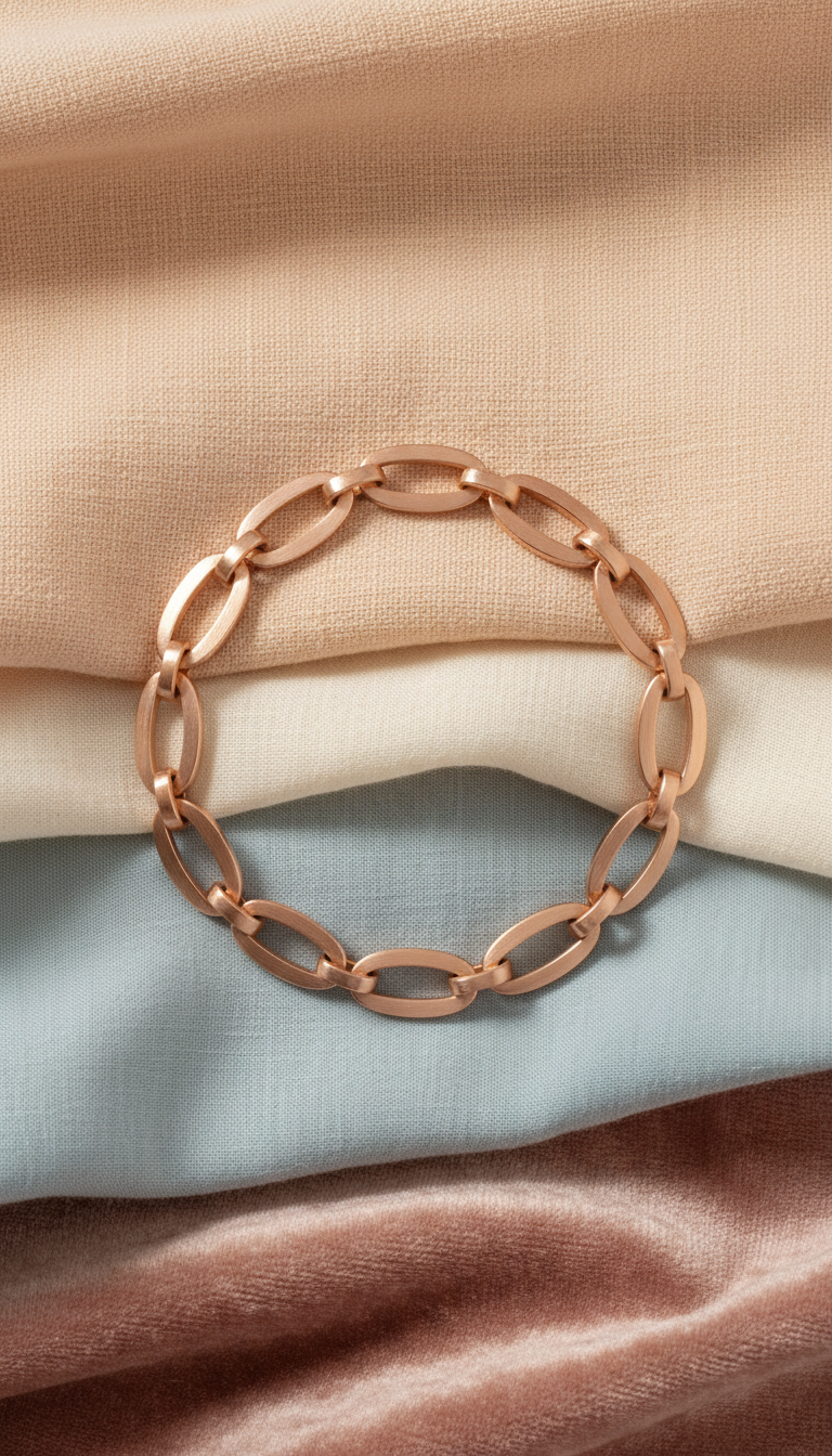 Rose Sand Oval Link Bracelet